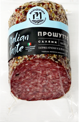 Изображение товара Колбаса сырокопченая МАЛАДЗЕЧНА Салями Прошутто мясная, высший сорт, весовая