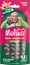 Изображение товара Лакомство для кошек MOLINA с уткой и курицей, для снижения запаха стула, 48г