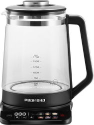 Изображение товара Чайник стеклянный РЕДМОНД черный/хром, металл/пластик/стекло, 17,8х26,6х22,4см, Арт. KG220