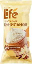 Изображение товара Мороженое ЛЕНТА LIFE Ванильное 15%, без добавления сахара, без змж, вафельный стаканчик, 80г