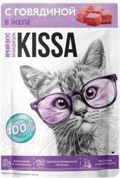 Изображение товара Корм консервированный для кошек KISSA с говядиной в желе, 75г