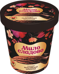 Изображение товара Мороженое МИЛОСЛАДОВО Пломбир шоколадный с бельгийским шоколадом 12%, без змж, картонный стакан, 280г