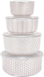 Изображение товара Набор мисок UNIFICO Esmeralda 300/500/930/1420мл, с крышкой, керамика, Арт. 10000012928, 4шт