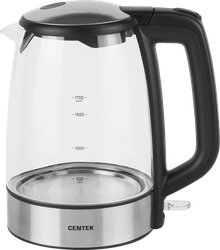 Изображение товара Чайник CENTEK стекло, 1.7л, 2200Вт, LED подсветка, фильтр от накипи, Strix