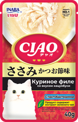 Изображение товара Лакомство для кошек INABA Чао Куриное филе со вкусом кацуобуси, 40г