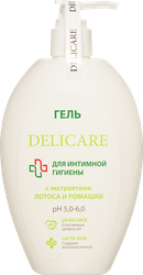 Изображение товара Гель для интимной гигиены DELICARE с экстрактами лотоса и ромашки, 300мл