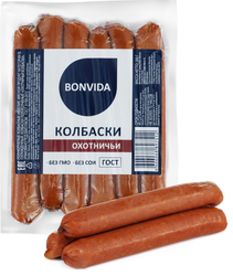 Изображение товара Колбаски полукопченые BONVIDA Охотничьи ГОСТ, 300г