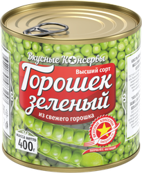Изображение товара Горошек зеленый ВКУСНЫЕ КОНСЕРВЫ из свежего горошка, 400г