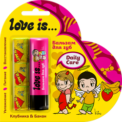 Изображение товара Бальзам для губ LOVE IS Клубника, банан+Жевательная резинка, 12,6г, 4,2г