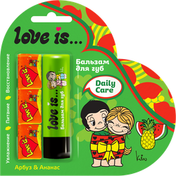 Изображение товара Бальзам для губ LOVE IS Арбуз, ананас+Жевательная резинка, 12,6г, 4,2г