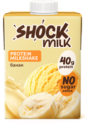 Изображение товара Коктейль молочный ультрапастеризованный SHOCK MILK Банан высокобелковый обезжиренный, 480мл