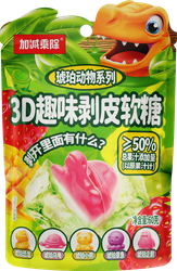 Изображение товара Конфета желейная Динозавр с фруктовым соком клубники, манго, винограда, яблока, 60г