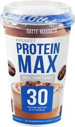 Изображение товара Напиток кисломолочный MOLVEST Protein max Латте макиато высокобелковый обезжиренный без лактозы, 240г