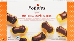 Изображение товара Мини-эклеры замороженные POPPIES Патисьер, со взбитыми сливками и баварским кремом, в шоколадной глазури, 200г