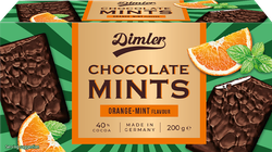 Изображение товара Шоколад темный DIMLER Chocolate Mints со вкусом апельсина и мяты, 200г