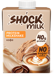 Изображение товара Коктейль молочный ультрапастеризованный SHOCK MILK Кофе высокобелковый обезжиренный, 480мл
