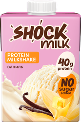 Изображение товара Коктейль молочный ультрапастеризованный SHOCK MILK Ваниль высокобелковый обезжиренный, 480мл