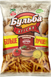 Изображение товара Чипсы картофельные БУЛЬБА STICKS Соломка из цельного картофеля со вкусом кетчупа, 120г