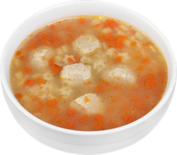 Изображение товара Суп РЕСТО ШИК с куриными фрикадельками и пастой звездочки, 300г