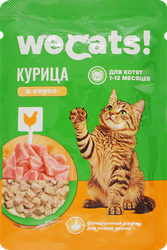 Изображение товара Корм консервированный для котят WECATS с курицей в соусе, от 1 до 12 месяцев, 75г