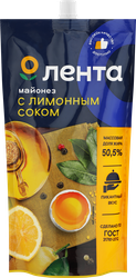 Изображение товара Майонез ЛЕНТА Провансаль Домашний с лимонным соком 50,5%, 600мл