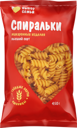 Изображение товара Макароны ВЫБОР СЕМЬИ Спиральки, 450г