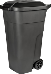 Изображение товара Бак для мусора с крышкой PLAST TEAM 110л на колесах, серый, Арт, PT9957СЕР-1РS