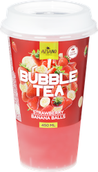 Изображение товара Напиток AZIANO Bubble Tea Клубника, банан с джус боллами негазированный, 0.45л