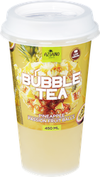 Изображение товара Напиток AZIANO Bubble Tea Ананас, маракуйя с джус боллами негазированный, 0.45л