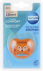 Изображение товара Пустышка CANPOL BABIES Cute Animals, силиконовая симметричная оранжевая с лисой, с 18 месяцев, Арт. 34/926_ora
