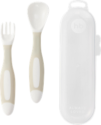 Изображение товара Набор столовых приборов HAPPY BABY ложка и вилка, с чехлом, с 12 месяцев