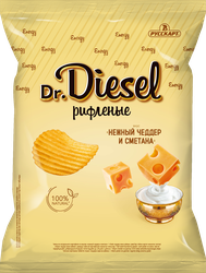 Изображение товара Чипсы картофельные DR.DIESEL со вкусом нежный чеддер и сметана, 120г