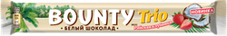 Изображение товара Батончик шоколадный BOUNTY Trio Райская клубника в белом шоколаде с кокосом и клубникой, 78г