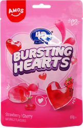 Изображение товара Конфеты желейные AMOS 4D Сердце со вкусом клубники и вишни, 65г