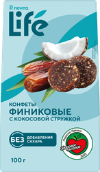 Изображение товара Конфеты ЛЕНТА LIFE Финиковые с кокосовой стружкой, 100г