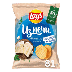 Изображение товара Чипсы картофельные LAY'S Нежный сыр с зеленью, 81г