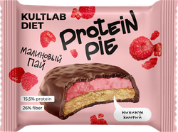 Изображение товара Печенье протеиновое KULTLAB Diet Protein Pie Малиновый пай, глазированный, 45г