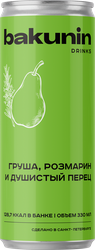 Изображение товара Напиток БАКУНИН EXC Ботаникалс Груша, розмарин, перец сильногазированный, 0.33л