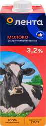 Изображение товара Молоко ультрапастеризованное ЛЕНТА 3,2%, без змж, 1000г