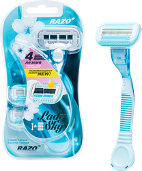 Изображение товара Станок для бритья женский LADYSKY Razo с плавающей головкой, увлажняющей полосой, 4 лезвия