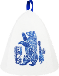 Изображение товара Шапка для бани и сауны ГЛАВБАНЯ Фольклорная, белый войлок с принтом, Арт. Б4030712Л