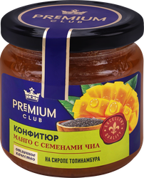Изображение товара Конфитюр на сиропе топинамбура PREMIUM CLUB Манго с семенами чиа, без сахара, 200г