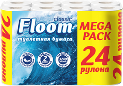 Изображение товара Бумага туалетная FLOOM 2 слоя белая, 24шт