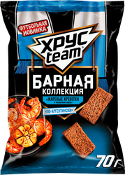 Изображение товара Сухарики ржано-пшеничные ХРУСTEAM со вкусом жареные креветки в чесночном соусе, 70г