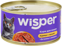 Изображение товара Корм консервированный WISPER с курицей и грушей, 325 г - сбалансированное питание для кошек