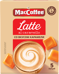 Изображение товара Напиток кофейный растворимый MACCOFFEE Латте со вкусом карамели, 5х24г