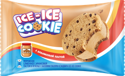 Изображение товара Мороженое ИНМАРКО Ice-ice cookie/Ледяное печенье, сливочное с арахисовой пастой в печенье 8%, без змж, сэндвич, 65г