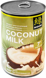 Изображение товара Продукт растительный MIDORI Кокосовое молоко 7%, на основе мякоти кокосового ореха, 400мл
