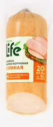 Изображение товара Колбаса варено-копченая ЛЕНТА LIFE куриная, 300г Изображение товара Колбаса варено-копченая ЛЕНТА LIFE куриная, 300г