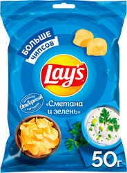Изображение товара Чипсы картофельные LAY'S Со вкусом сметаны и зелени, 50г